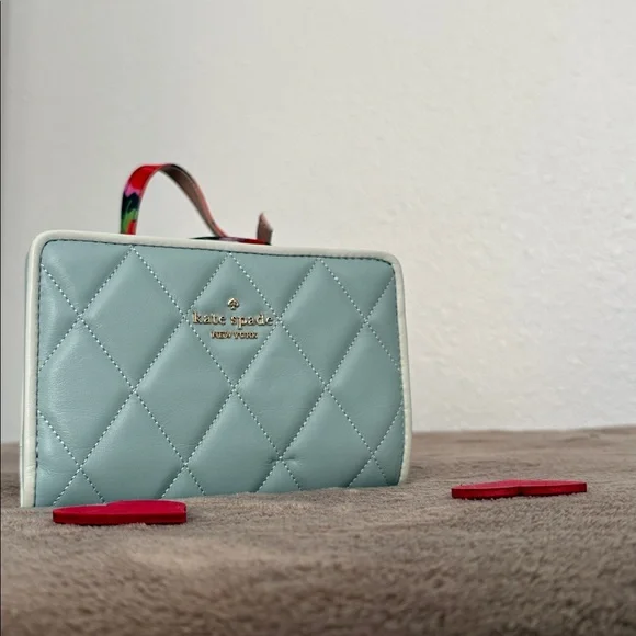 NWT Kate Spade Light Blue Quilted Wallet - Picture 1 of 6